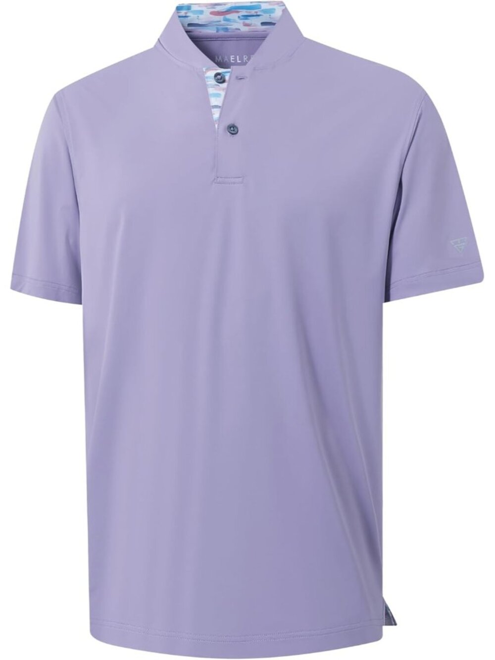 Mens Lavender Collarless Golf Shirt Dry Fit Moisture Wicking Henley Tee